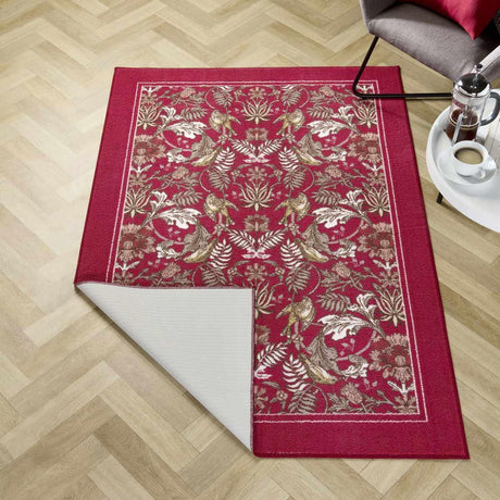 Dreams & Drapes Finch & Flower Navy Floral Washable Rug 120cm x 180cm 12