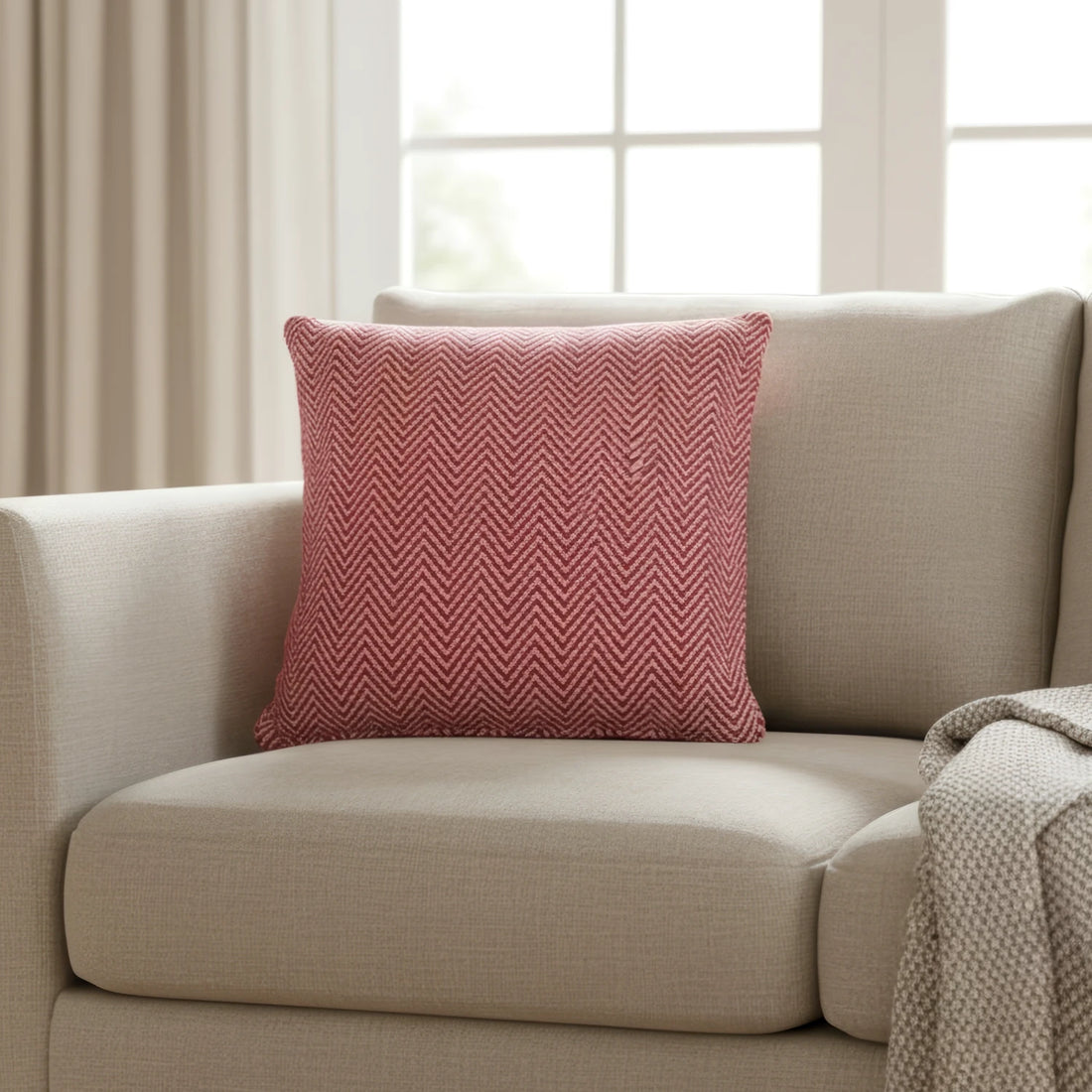 Skye 100% Cotton Red Cushion Cover 17" x 17