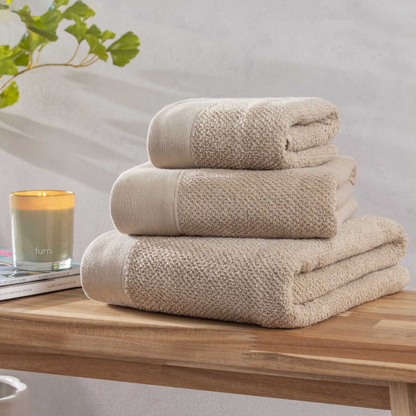 Textured Weave Towel Warm Natural