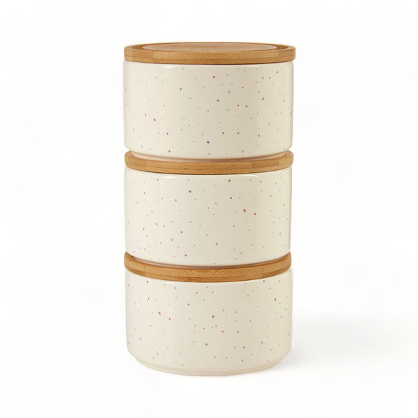 Set of 3 Speckled Stacking Canisters
