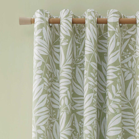 Catherine Lansfield Sorrel Leaf Ready Made Eyelet Curtains - Green