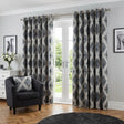 Matrix Eyelet Ring Top Curtains Pair - Charcoal / Silver