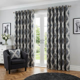 Matrix Eyelet Ring Top Curtains Pair - Charcoal / Silver