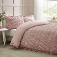 Catherine Lansfield Seersucker Frill Duvet Cover Set - Pink