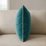 Piped Velvet Duck Egg / Silver Cushion Cover s 43cm x 43cm 43x43cm