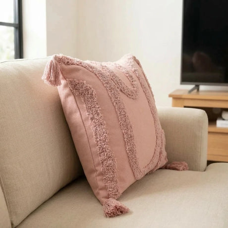 Cabana Tufted 100% Cotton Blush Cushion Cover 43cm x 43cm