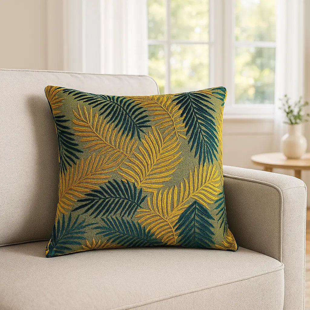 Palm Grove Cushion Cover 20" x 20" - Gold / Teal