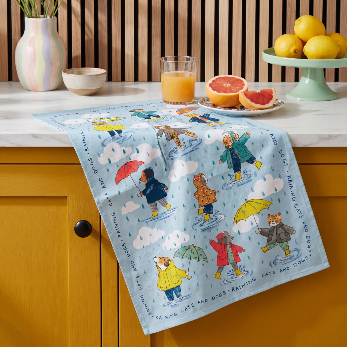 Raining Cats & Dogs 100% Cotton Tea Towel 1