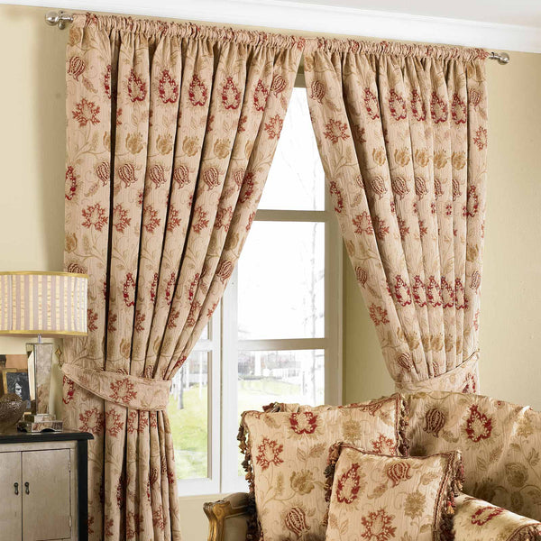 Zurich Floral Jacquard Tape Top Curtains Champagne
