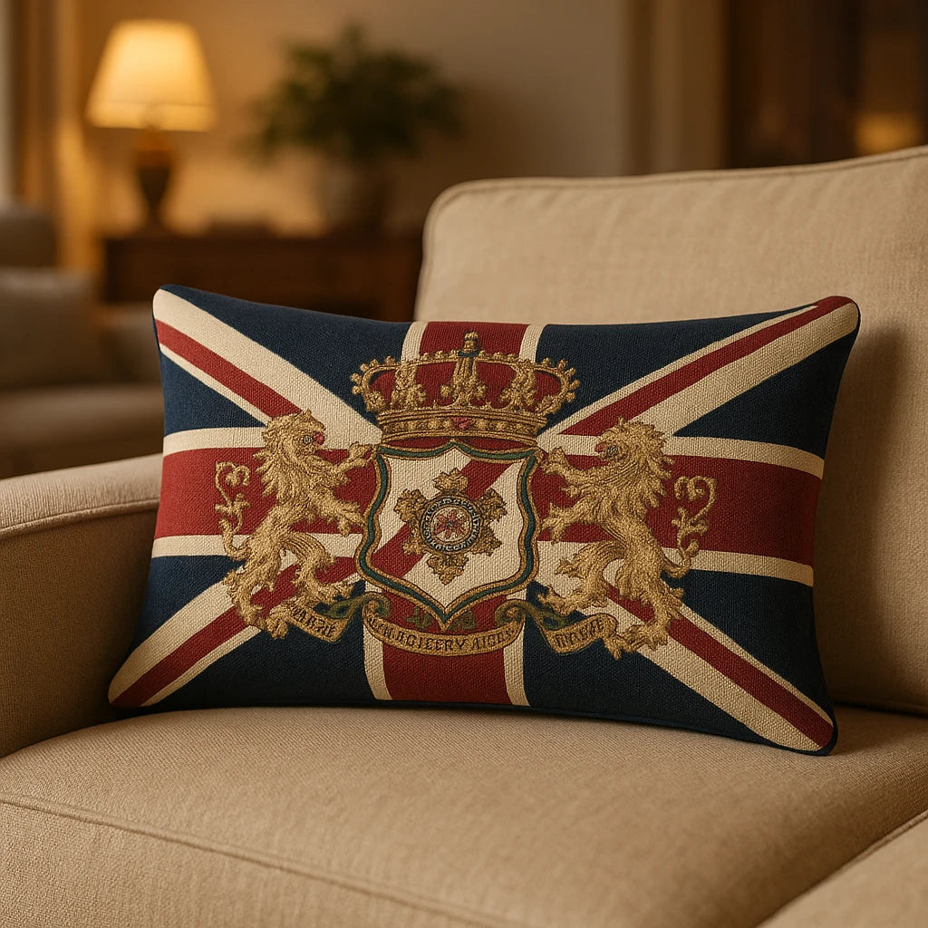 Union Jack Lion 100% Cotton Multicolour Cushion Cover or Filled Cushion 18" x 12"