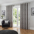 Botanic Chenille Eyelet Curtains - Silver