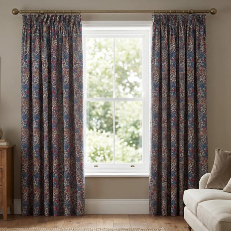 Bessie Floral Pencil Pleat Tape Top Curtains 1