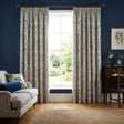 Averie Blue Floral 100% Cotton Pencil Pleat Curtains 1