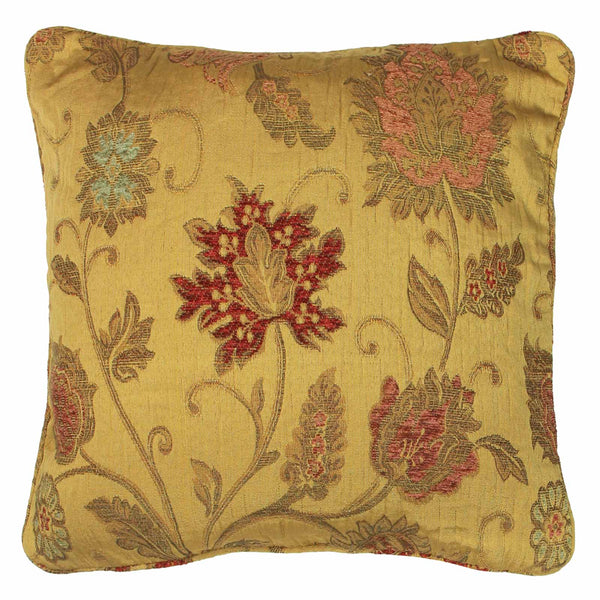 Large Zurich Floral Jacquard Cushion Cover Gold