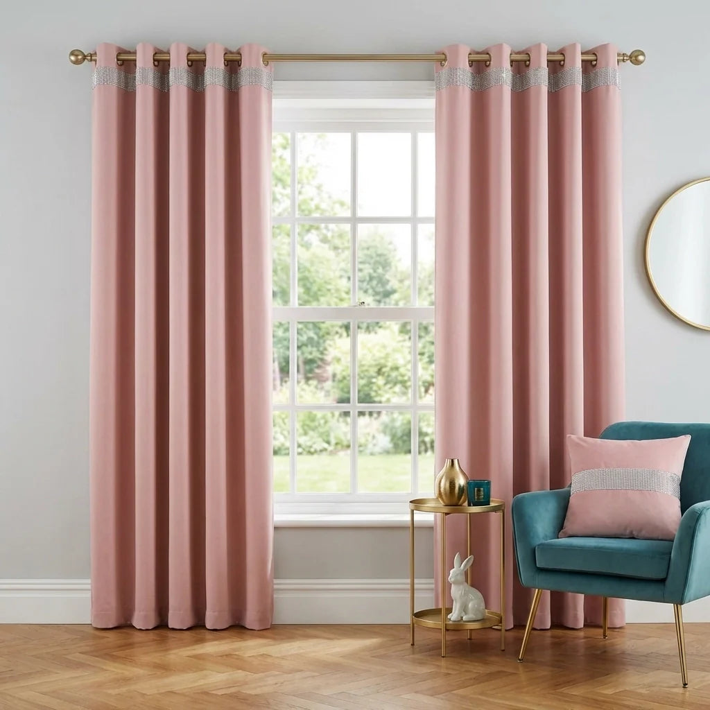 Palace Blush Pink Thermal Blackout Dimout Eyelet Curtains