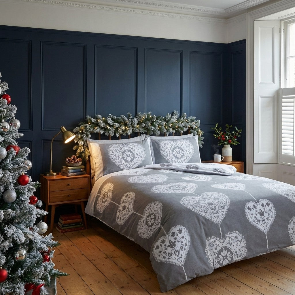 Scandi Heart Flannelette Duvet Cover Set by Rapport Home