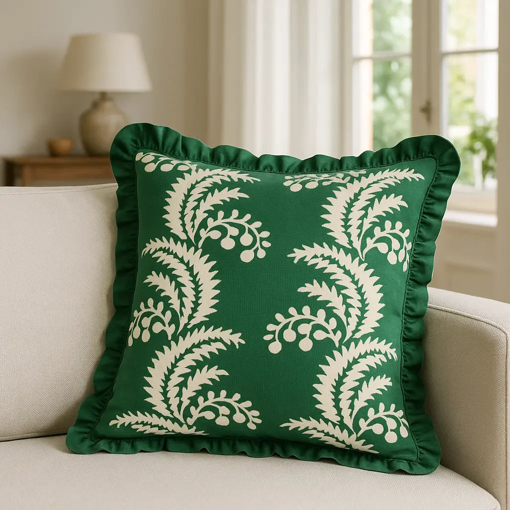 Montrose 100% Cotton Bottle Green Cushion Cover 50cm x 50cm