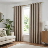 Chenille Blackout Lined Eyelet Curtains - Cream