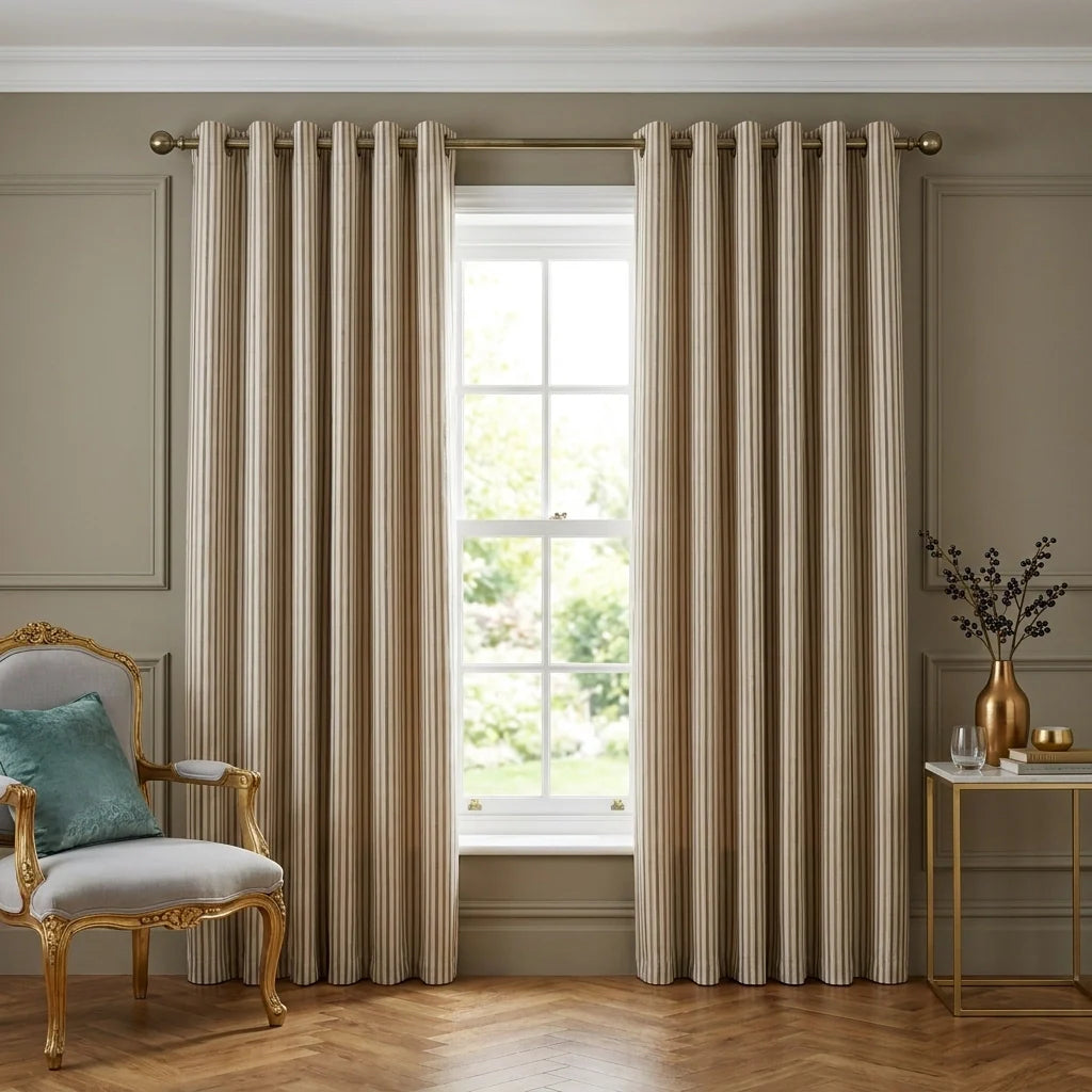 Hebden Lined Natural 100% Cotton Dimout Eyelet Curtains