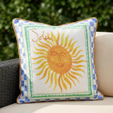 Soleil Sun Illustrated Print Outdoor Filled Cushion / Cushion Cover 1
