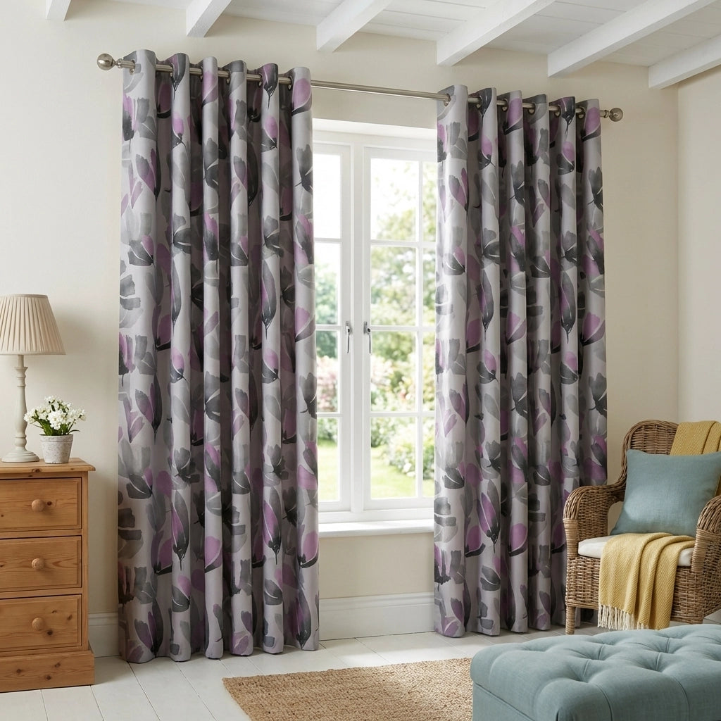 Amsterdam Dim Out Purple Thermal Blackout Eyelet Curtains