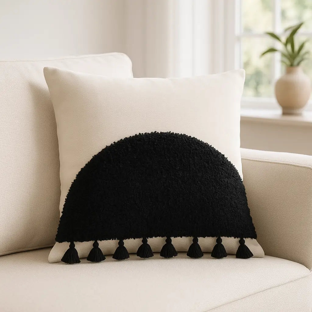 Radian 100% Cotton Natural + Black Cushion Cover 45cm x 45cm