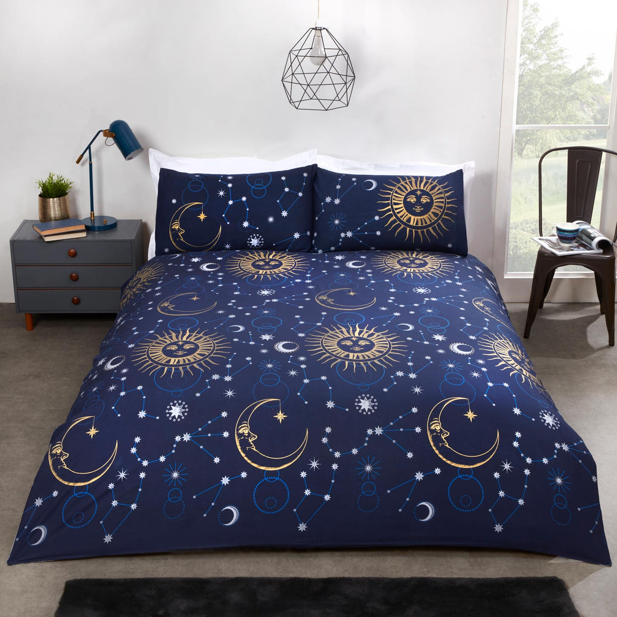 Celestial Duvet Cover Set - Black