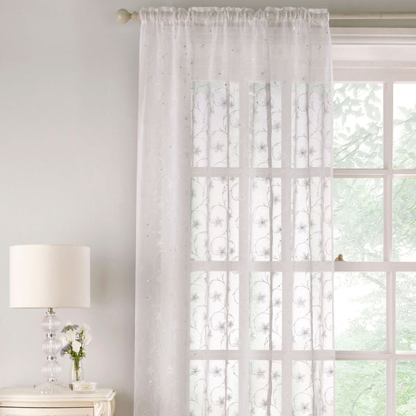 Belle Voile Curtain Panel White