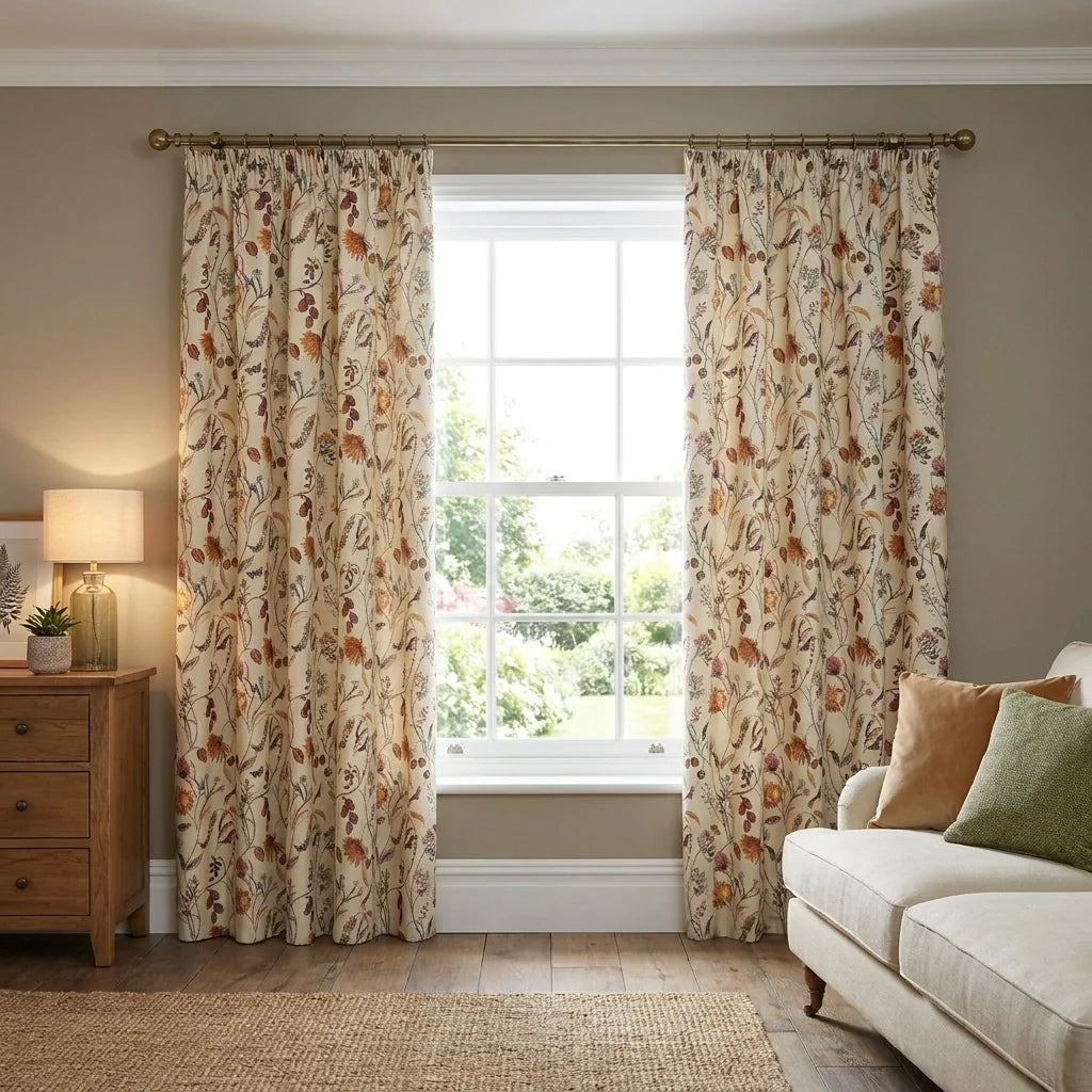 Grove Lined Multicolour Pencil Pleat Curtains