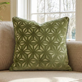 Star Geo Geometric Textured Green Filled Cushion / Cover 17" x 17" 1