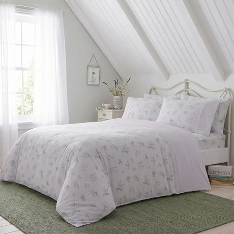 Chloe Lace Trim Polycotton Duvet Cover Set Lilac 1