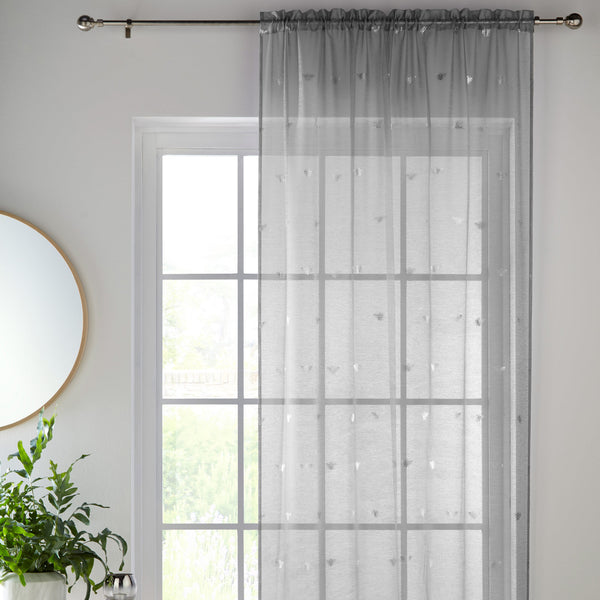 Bee Voile Curtain Panel Grey
