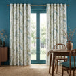 Fernworthy Green Leaf Print Ready Made Eyelet Curtains 1