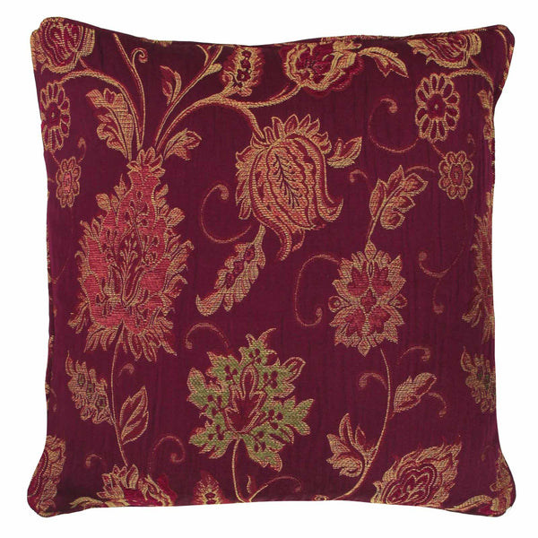 Large Zurich Floral Jacquard Cushion Cover Burgundy