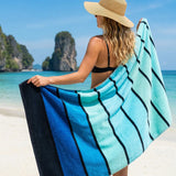 Blue Ombre Stripe Beach Towel 1
