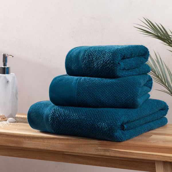 Textured Weave Towel Blue