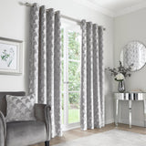 Quentin Velvet Eyelet Ready Made Curtains Grey - Silver image 2