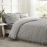 Catherine Lansfield Seersucker Frill Duvet Cover Set - Silver image 2