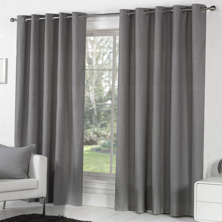 Sorbonne Eyelet Curtains Charcoal Eyelet Curtains Fusion 46'' x 54''  