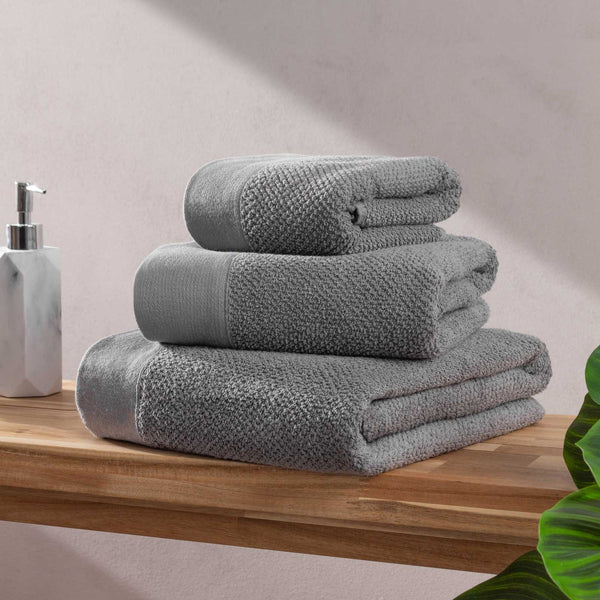 Textured Weave Towel Cool Grey