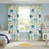 Dino Kids Dinosaur Print Tape Top Curtains 1