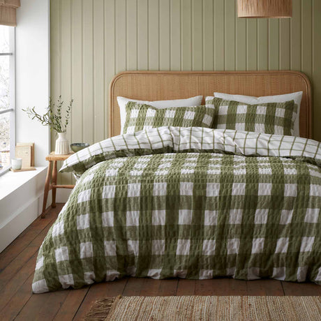 Brushed Seersucker Gingham Duvet Cover Set by Catherine Lansfield