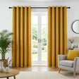 Chenille Blackout Eyelet Ring Top Curtains - Ochre