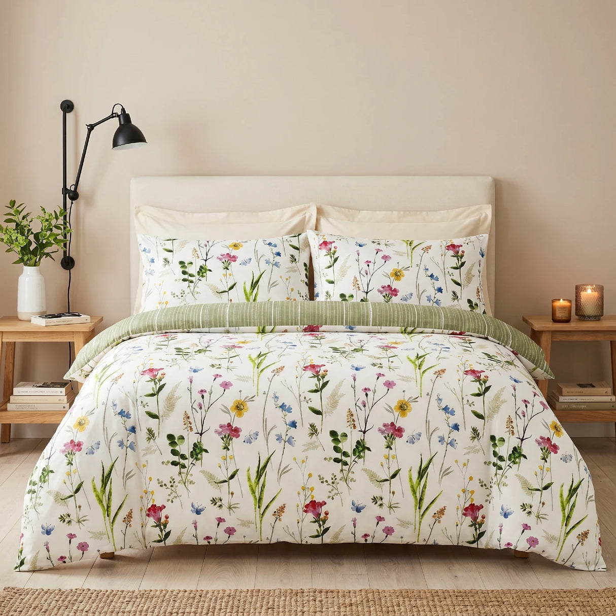 Spring Glade Floral Green Duvet Cover Set 1