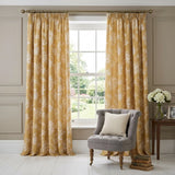 Mishka Floral Gold Pencil Pleat Curtains 1
