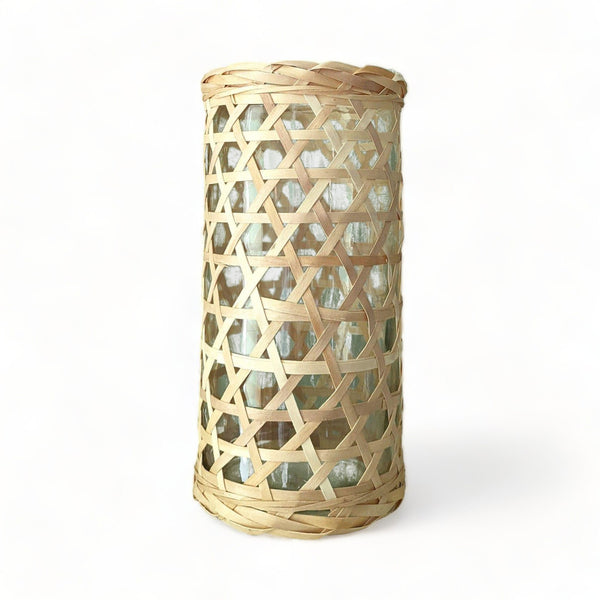 Poplar Rattan Weave 30cm Candle Holder Vase