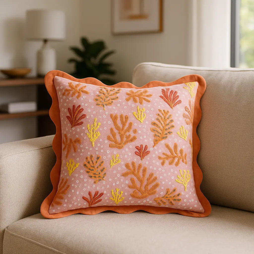 Coral 100% Cotton Sandy Pink Cushion Cover 50cm x 50cm