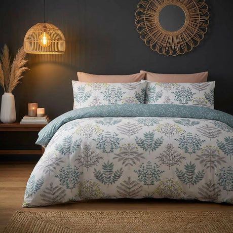 Emily Floral Duck Egg Polycotton Duvet Cover Set 1