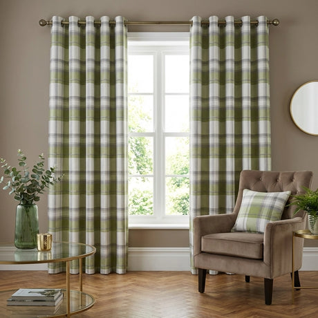 Balmoral Tartan Check Eyelet Curtains Ready Made 1