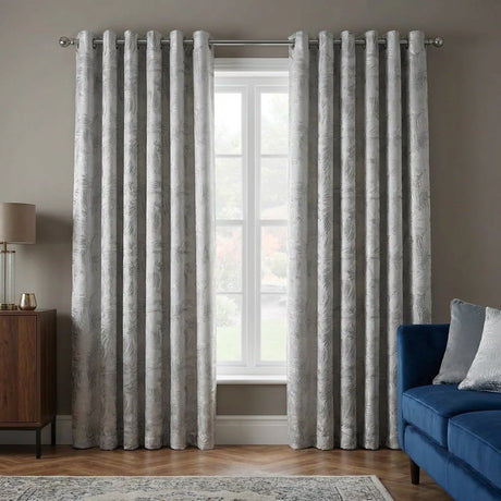 Fiji Lined Eyelet Curtains - Silver
